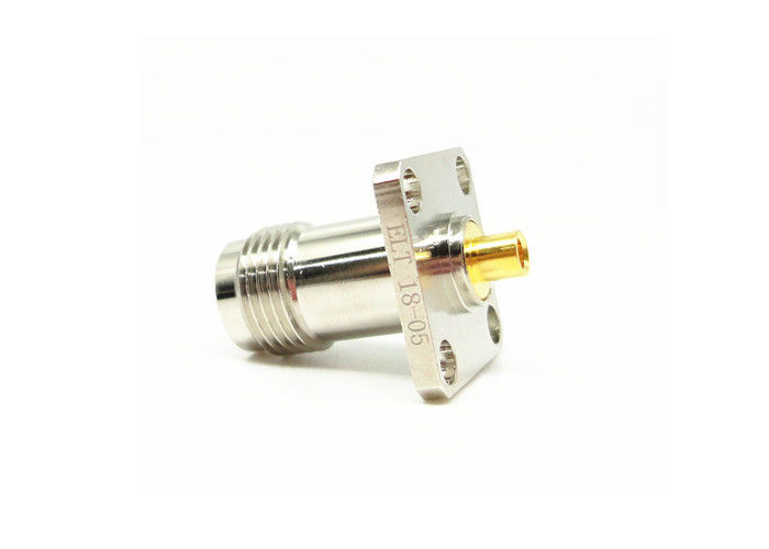 Four Hole Flange Mount TNC ตัวเชื่อมต่อ RF หญิง 50Ohm 11GHz สำหรับไมโครเวฟ