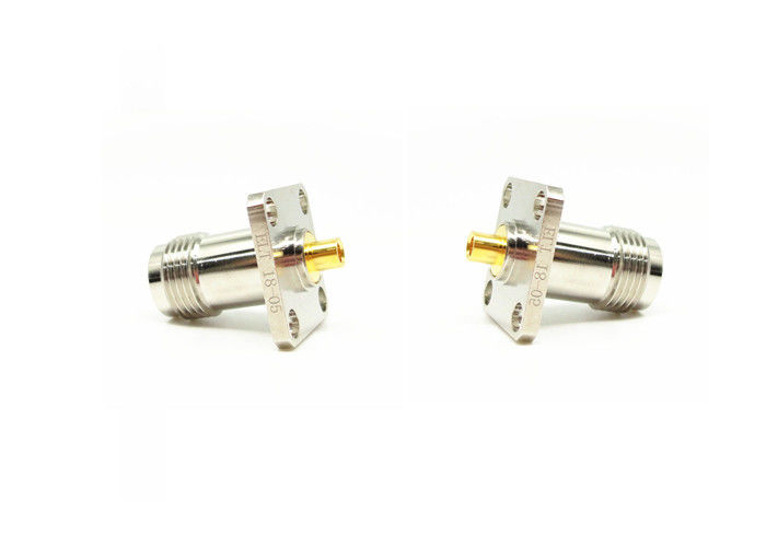 Four Hole Flange Mount TNC ตัวเชื่อมต่อ RF หญิง 50Ohm 11GHz สำหรับไมโครเวฟ