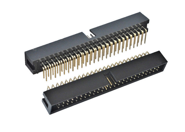 มุมขวาเชื่อมต่อ Pcb 90 องศาชนิดกล่อง 2.54 มม. สนาม 50 Pin Header