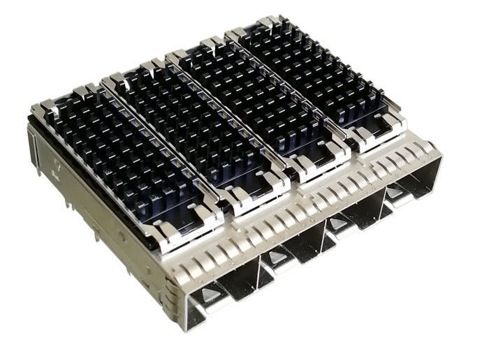 4 พอร์ตตัวเชื่อมต่อพอร์ต SFP โลหะผสมทองแดงกรงวัสดุ EMI Shield สำหรับ 10G Ethernet