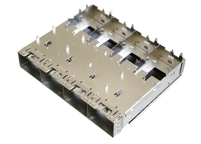4 พอร์ตตัวเชื่อมต่อพอร์ต SFP โลหะผสมทองแดงกรงวัสดุ EMI Shield สำหรับ 10G Ethernet