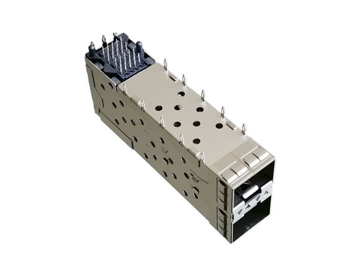 ตัวเชื่อมต่อการประกอบแจ็ค SFP แบบบูรณาการ 2x1 กรงโลหะผสมทองแดงวัสดุ Pree Fit การติดตั้ง