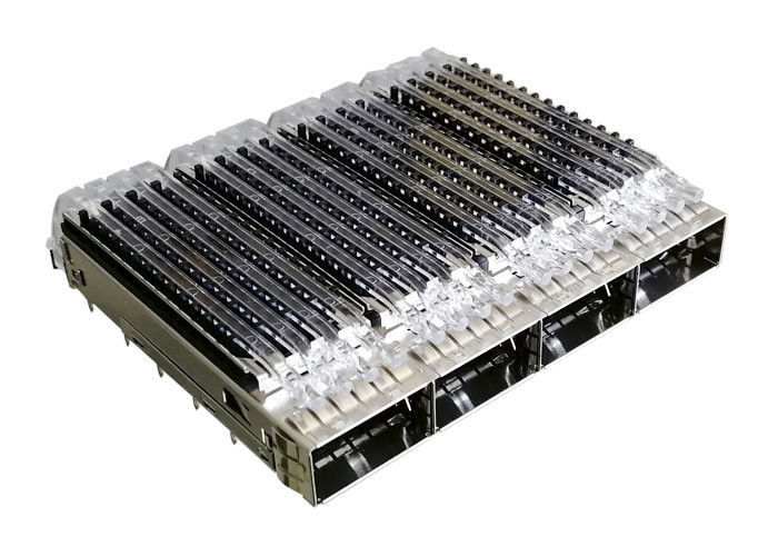 โลหะผสมทองแดง Ganged Qsfp28 ตัวเชื่อมต่อ SFP Cage สี่พอร์ต ISO 9001 ISO 14001 อนุมัติ