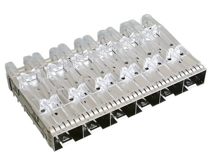 กด Fit ตัวเชื่อมต่อ SFP Socket SFP Cage 1x6 หลายพอร์ตพร้อม EMI Finger Spring