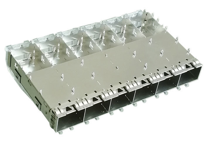 กด Fit ตัวเชื่อมต่อ SFP Socket SFP Cage 1x6 หลายพอร์ตพร้อม EMI Finger Spring
