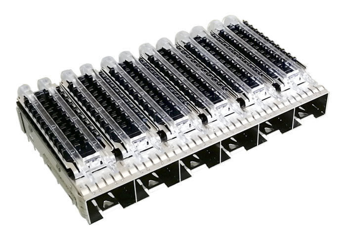On Cage Top Surface SFP Cage Connector 1 X 6 Ganged พร้อมท่อระบายความร้อน