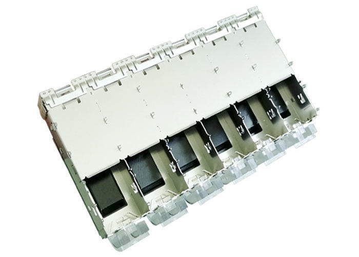 On Cage Top Surface SFP Cage Connector 1 X 6 Ganged พร้อมท่อระบายความร้อน