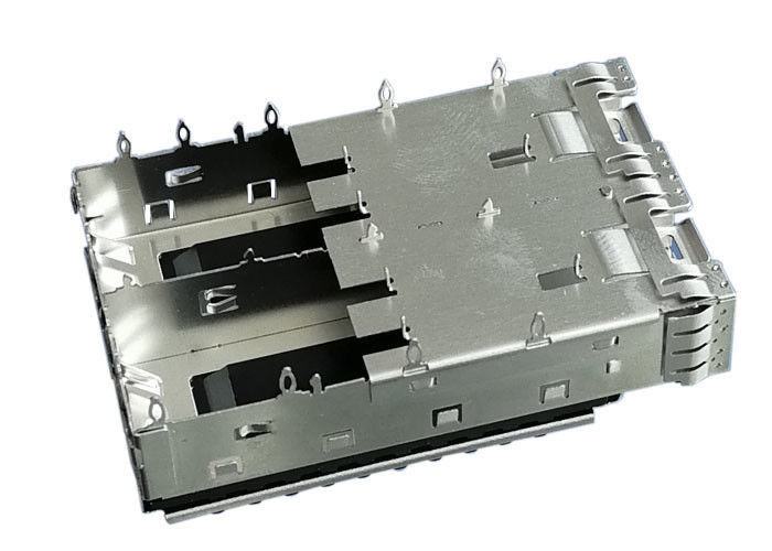 ตัวระบายความร้อน 2 พอร์ตตัวเชื่อมต่อ SFP Cage Metal 3.05 mm กด Fit Pin