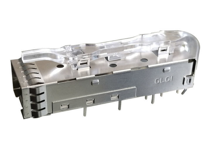 3.0 มม. Solder Post PIN 1 x 1 SFP Cage Assembly พร้อม Light Pipe EMI Spring Finger
